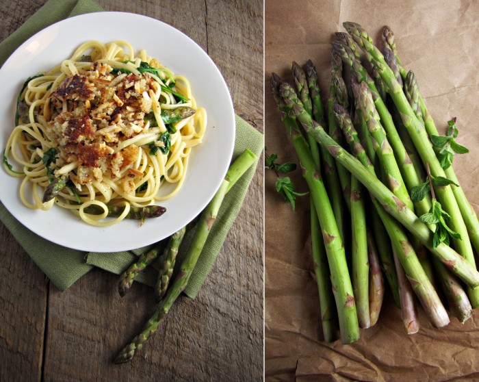 Asparagus and Arugula Pasta with AlmondParmesan Crumble Katie at the Kitchen Door