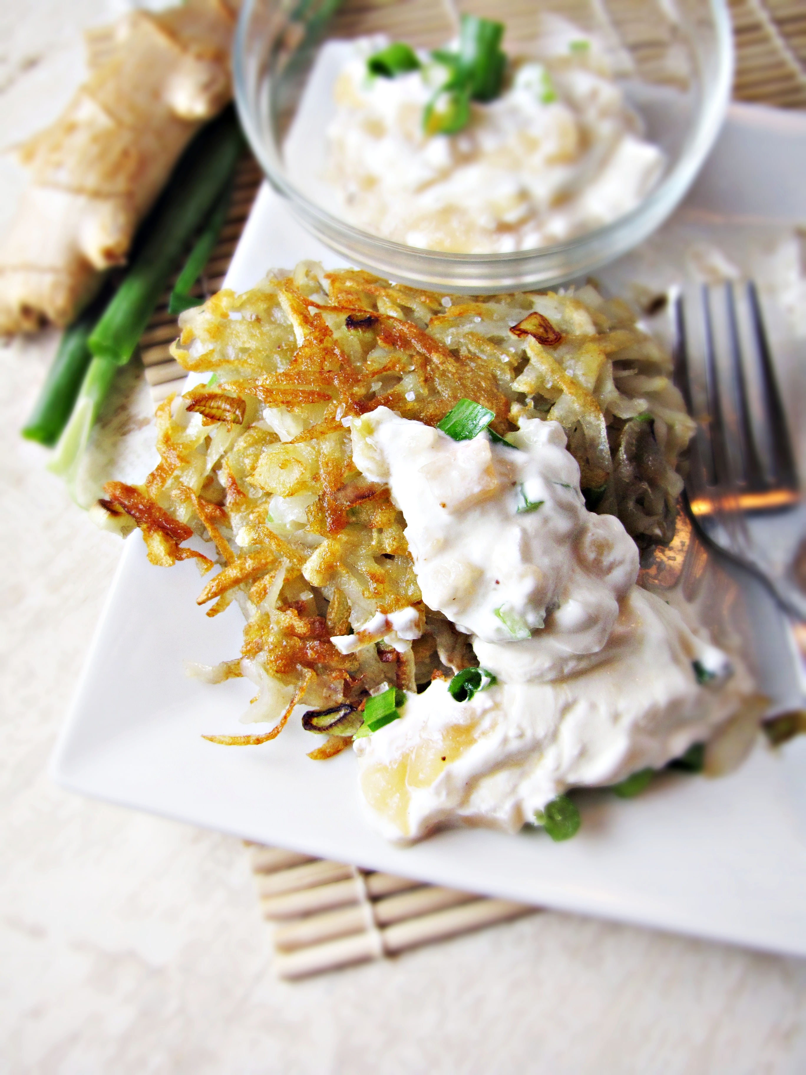 Potato-Scallion Latkes and Apple-Ginger Chutney