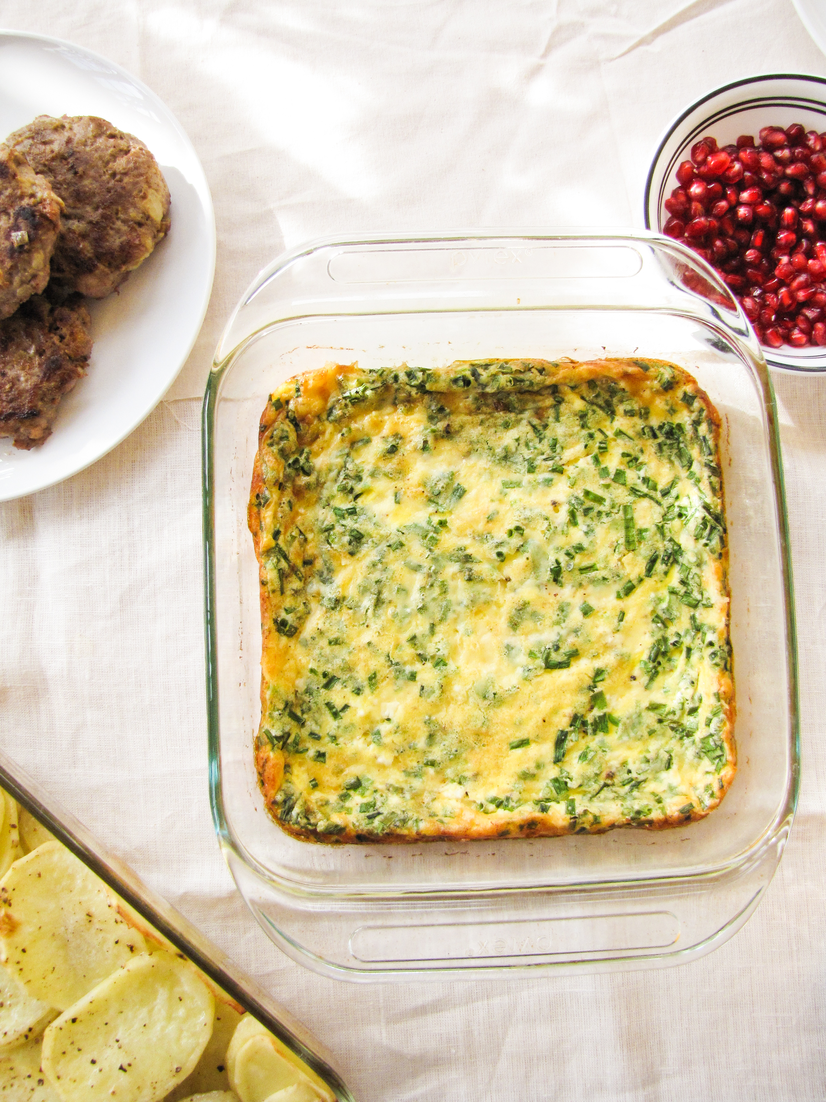 Baked Egg Custard with Gruyere and Chives {Katie at the Kitchen Door}