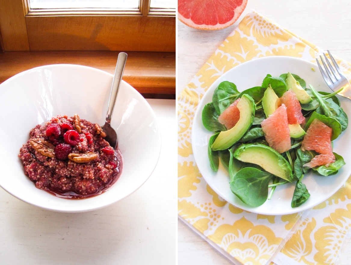 Raspberry-Maple Quinoa and Avocado-Grapefruit Salad - Winter Cleanse Week One