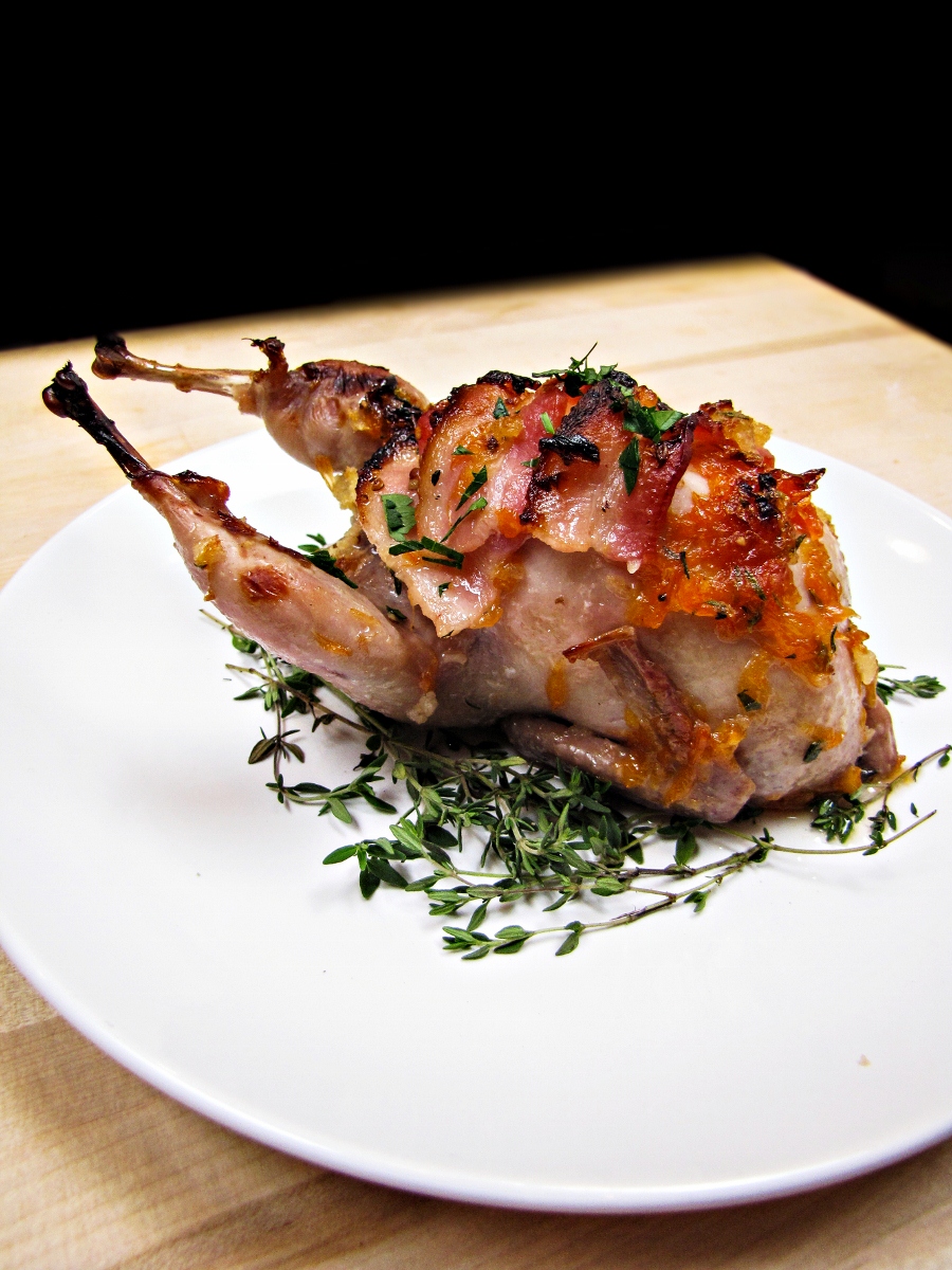 Stuffed Quail with Marmalade, Whiskey, and Bacon {Katie at the Kitchen Door}