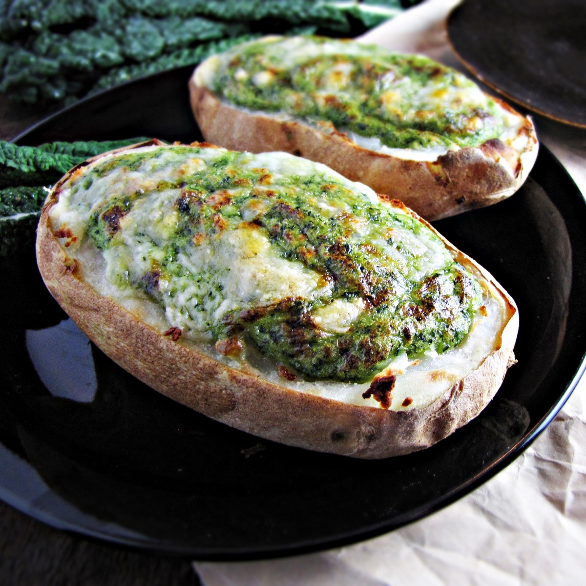 Twice-Baked Broccoli-and-Kale-Stuffed Potatoes {Katie at the Kitchen Door}