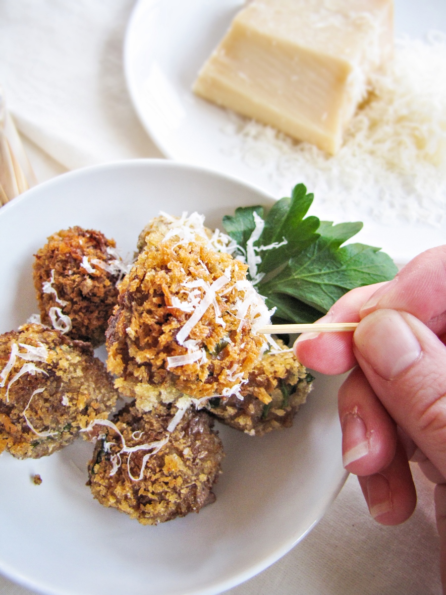 Fried Venetian-Style Meatballs with Parmesan {Katie at the Kitchen Door}