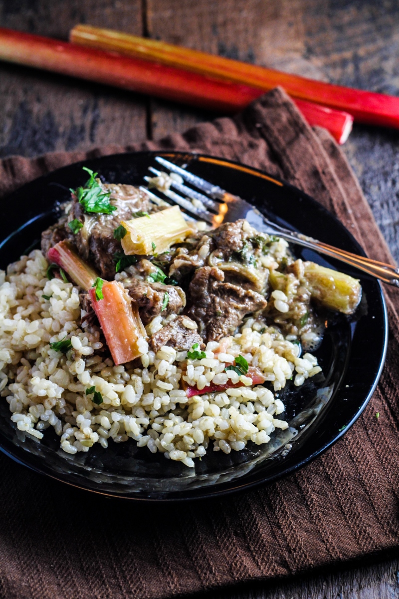 Persian Beef with Rhubarb and Rice {Katie at the Kitchen Door}