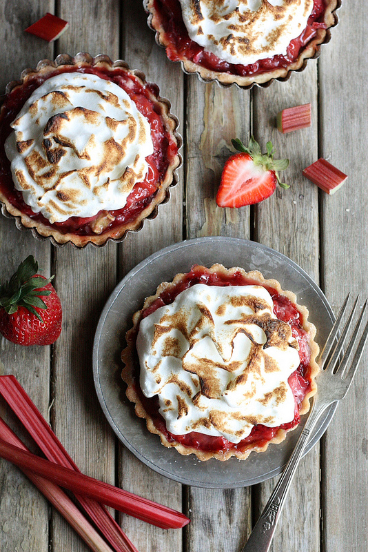 Ingredient of the Week: Rhubarb // Rhubarb Round-Up - Strawberry Rhubarb Meringue Tartlets from Completely Delicious