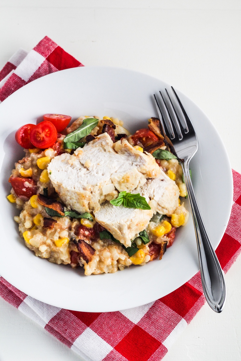 Creamy Summer Chicken with Corn, Tomatoes, and Bacon