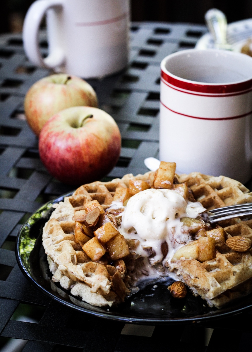 Better Breakfast Month and Giveaway // Cinnamon-Almond Waffles with Apple Pie Topping