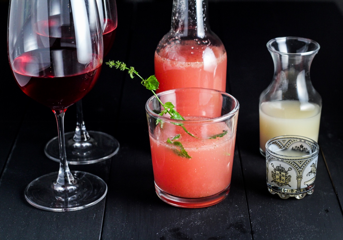 Home-brewed blackberry wine, watermelon soda, and cloudy sake {Katie at the Kitchen Door}
