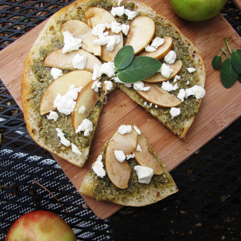 15 Favorite Fall Recipes - Sage Pesto, Apple, and Goat Cheese Flatbreads