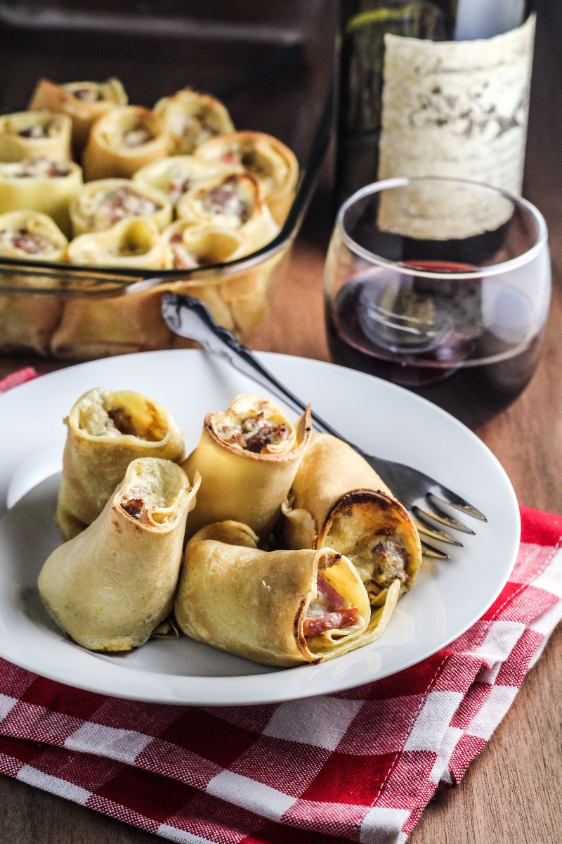 Italian Baked Stuffed Crepes with Sausage and Cheese {Katie at the Kitchen Door}