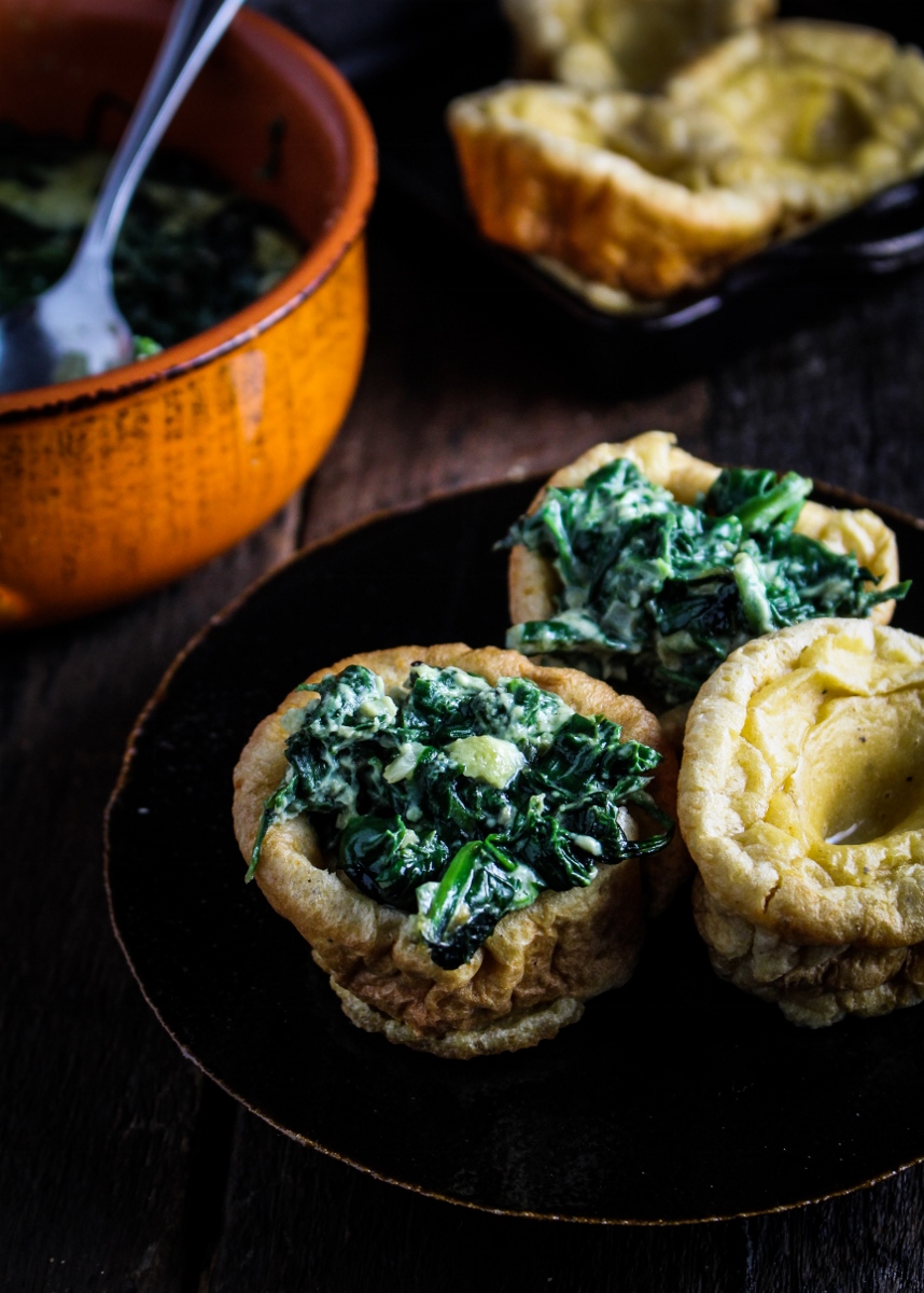 New Yorkshire Pudding with Licorice-Creamed Spinach {Katie at the Kitchen Door}