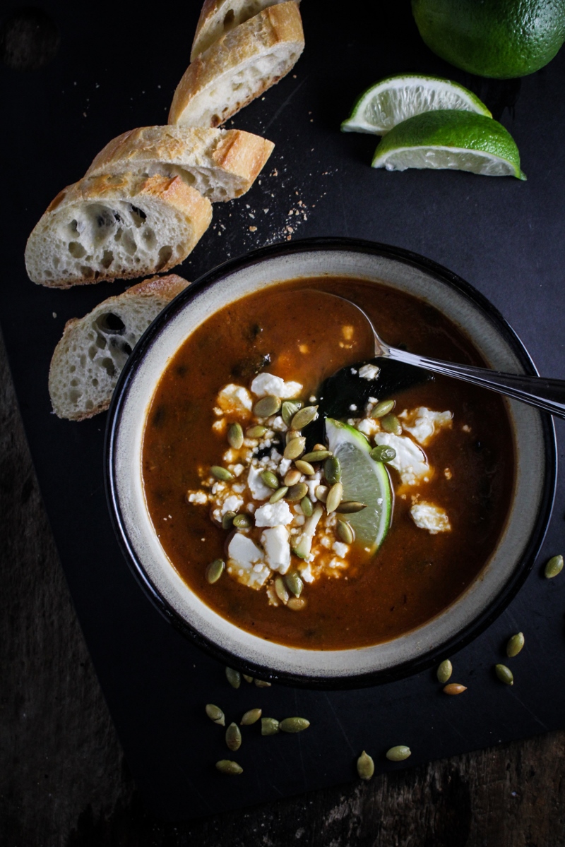 Resting // Black Bean Soup with Roasted Poblanos