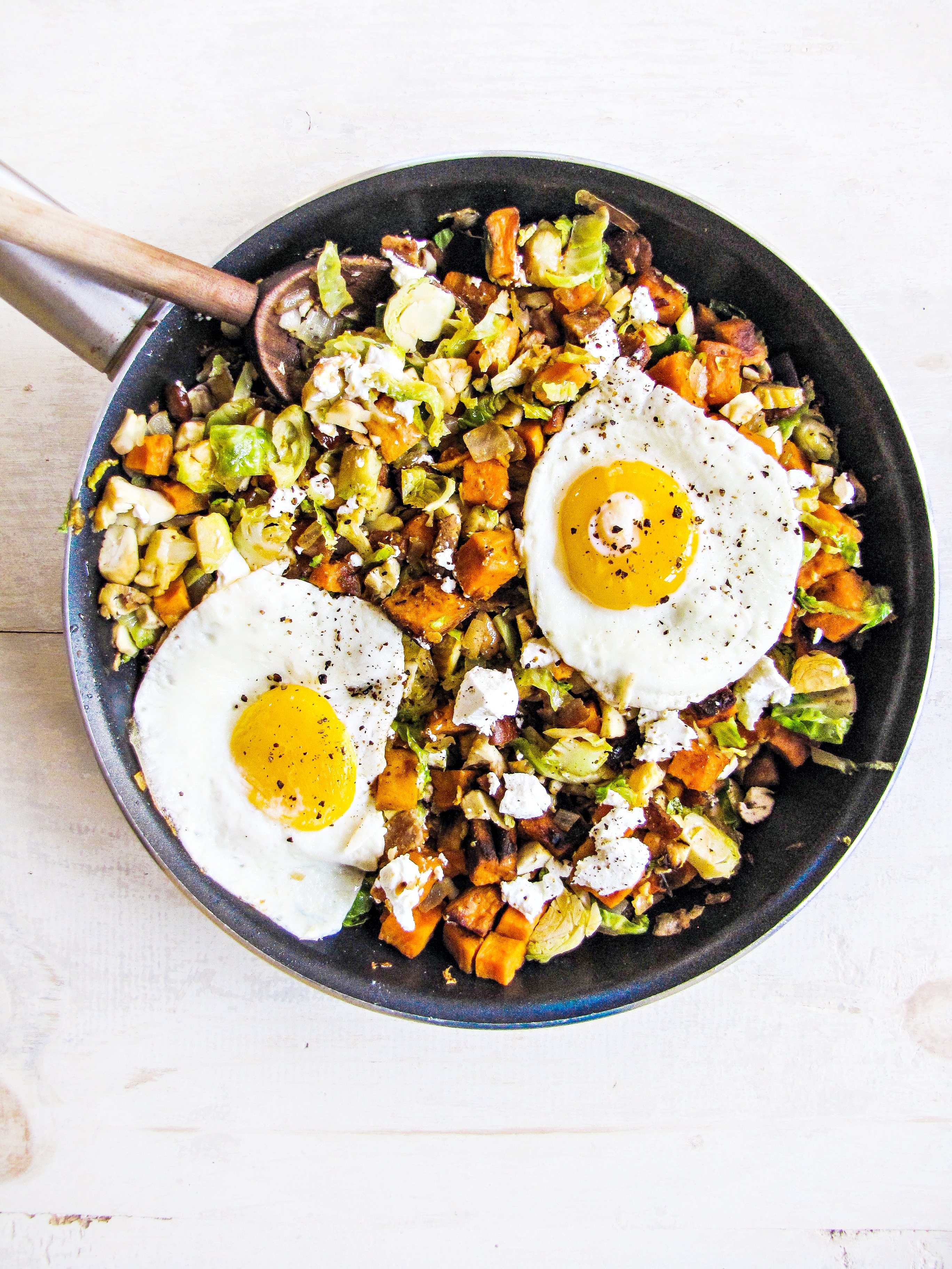 Winter Cleanse 2014: Healthy Breakfast Recipes - Brussels Sprout and Sweet Potato Hash {Katie at the Kitchen Door}