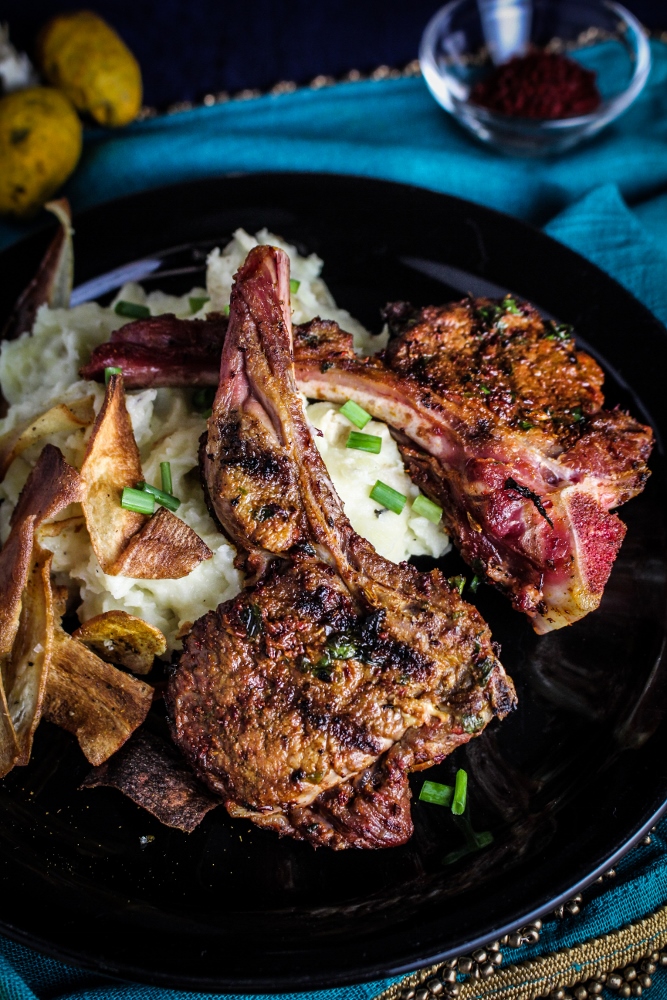 Grilled Mint-and-Sumac Goat Chops with Tahini Sauce {Katie at the Kitchen Door}