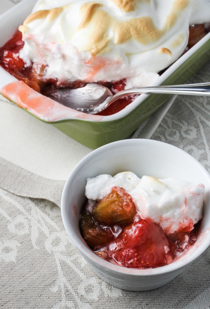 Springtime Sunday Dinner: Strawberry-Rhubarb Meringue Pots {Katie at the Kitchen Door}