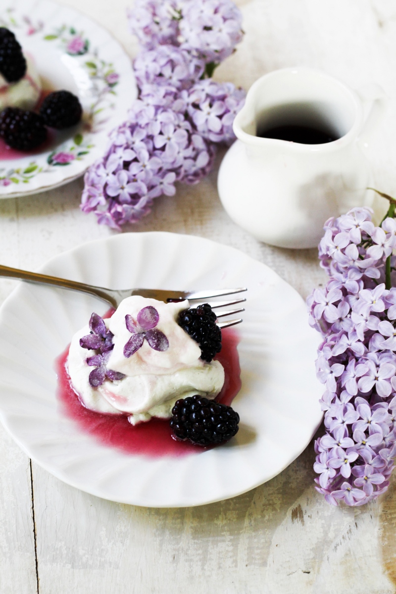 13 Recipes for Spring - Lilac and Blackberry Pavlova {Katie at the Kitchen Door}
