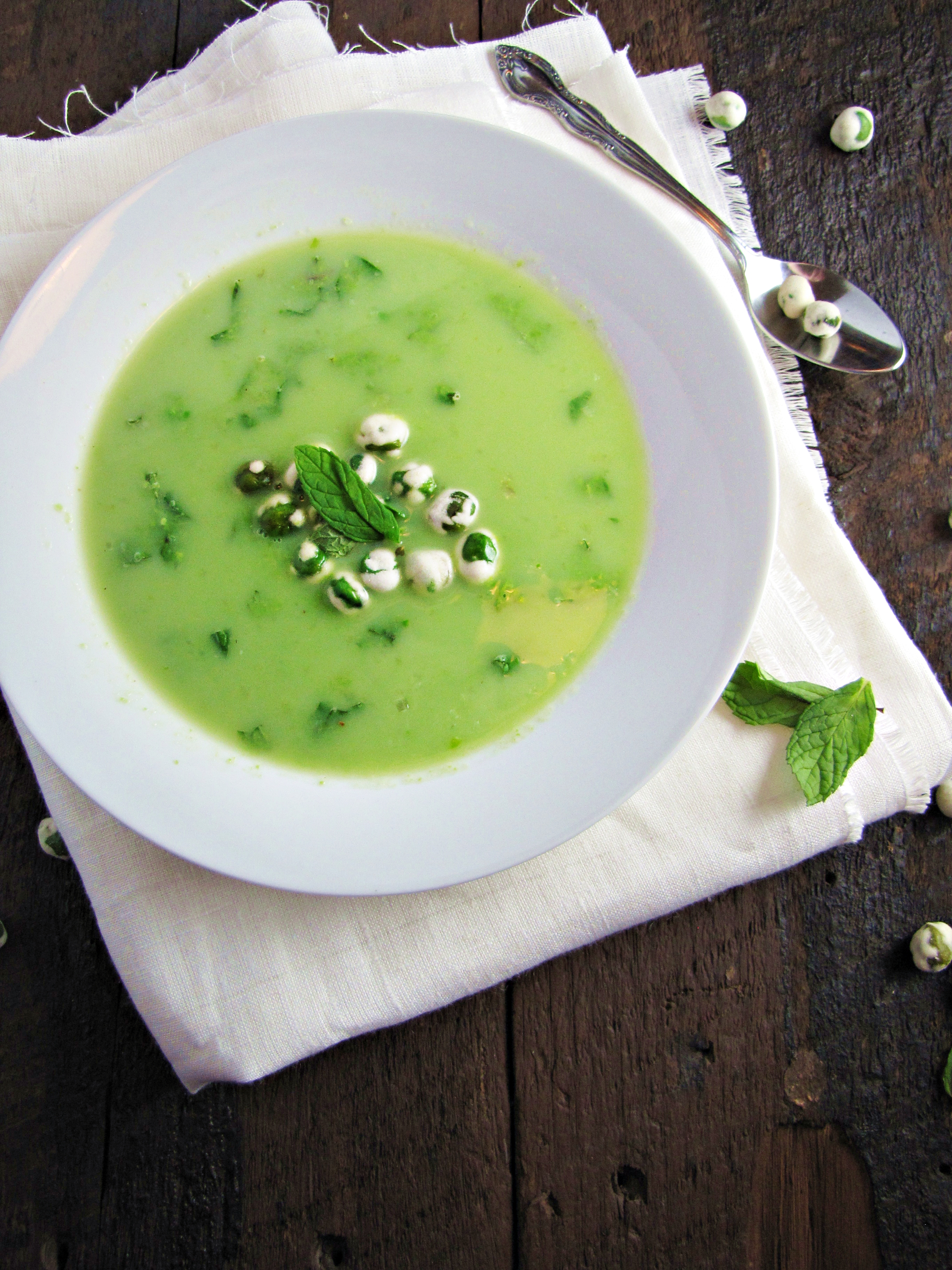 13 Recipes for Spring - Green Pea and Wasabi Soup {Katie at the Kitchen Door}