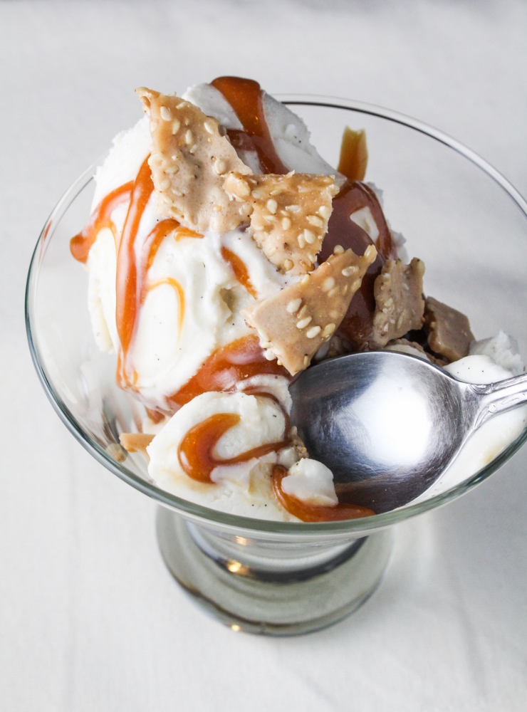 Tahini Caramel and Sesame Butter Brittle Sundae {Katie at the Kitchen Door}