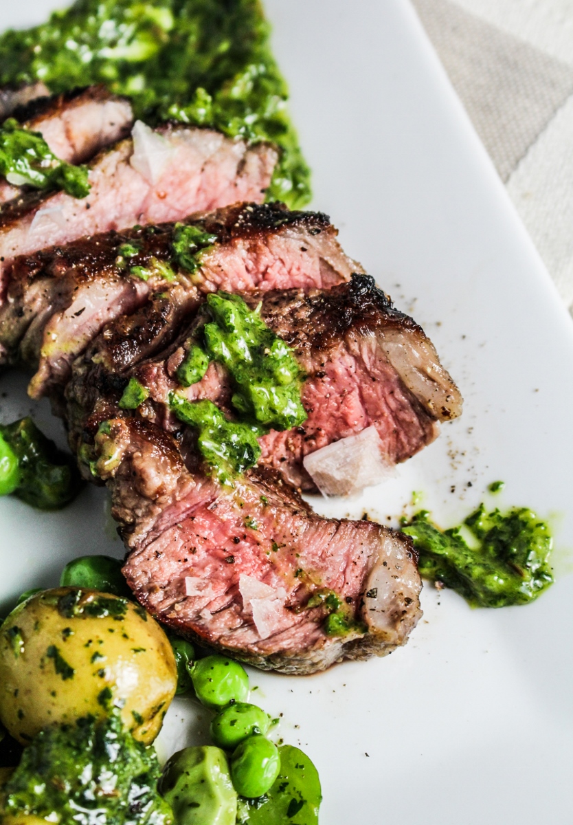 Grilled Lamb with Fava Beans and Mint-Mango Sauce {Katie at the Kitchen Door}
