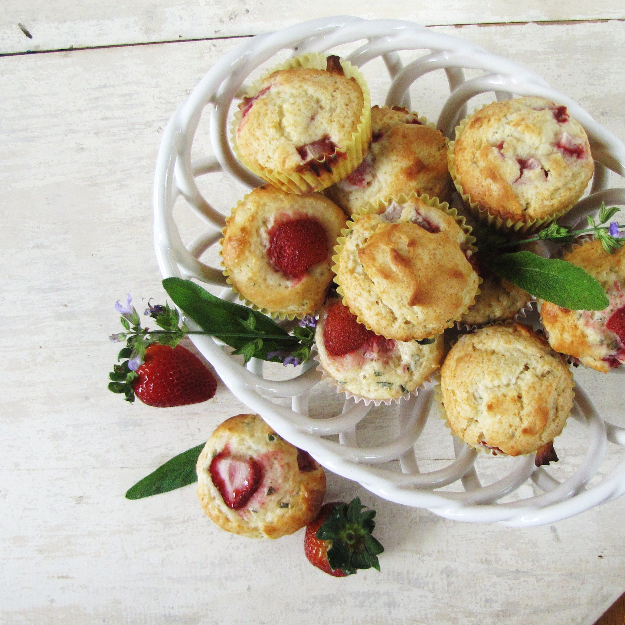 Strawberry Sage Muffins {Katie at the Kitchen Door}
