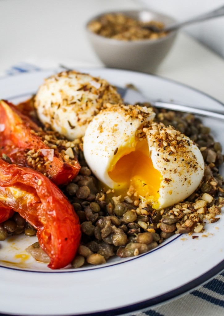 10 Healthy Winter Recipes - Lentils, Harissa-Roasted Tomatoes, Dukka-Rolled Eggs {Katie at the Kitchen Door}