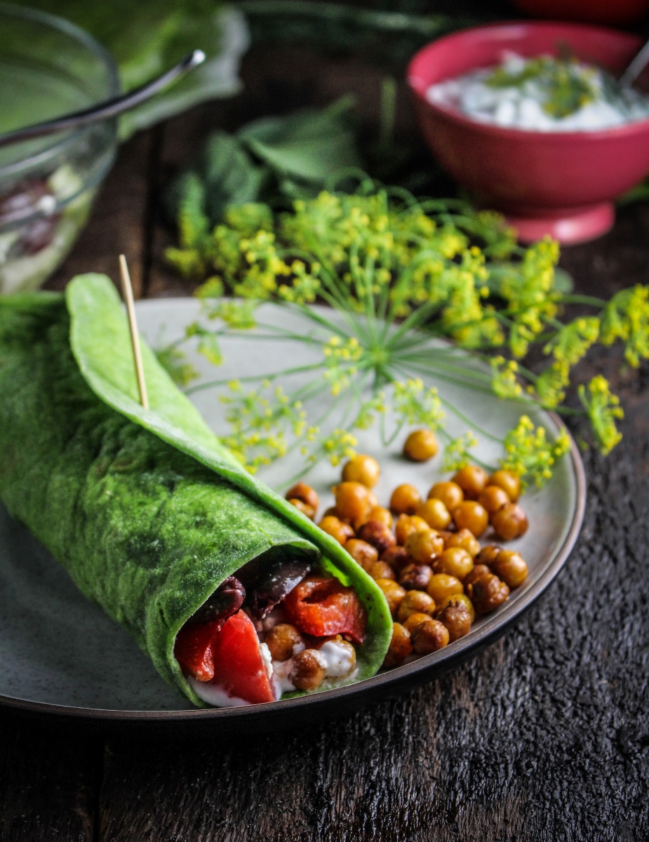 Monthly Fitness Goals: July // Homemade Spinach Wraps with Chopped Greek Salad