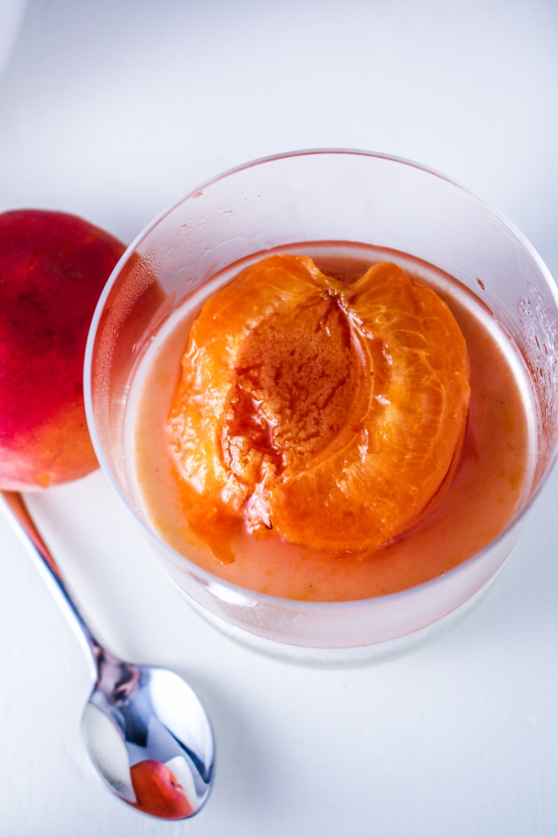 Basil Panna Cotta with Rosé-Poached Apricots