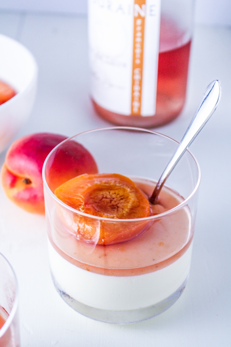 Basil Panna Cotta with Rosé-Poached Apricots {Katie at the Kitchen Door}