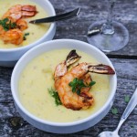 Corn Chowder with Paprika-Grilled Shrimp