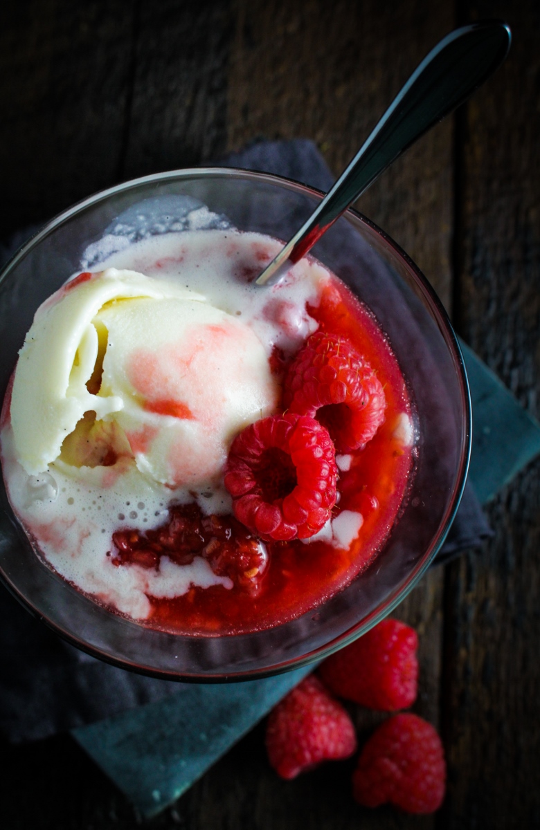 Horka Laska - Vanilla Ice Cream with Hot Raspberry Sauce {Katie at the Kitchen Door}