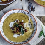 White Bean and Parsnip Soup with Guanciale and Fried Sage
