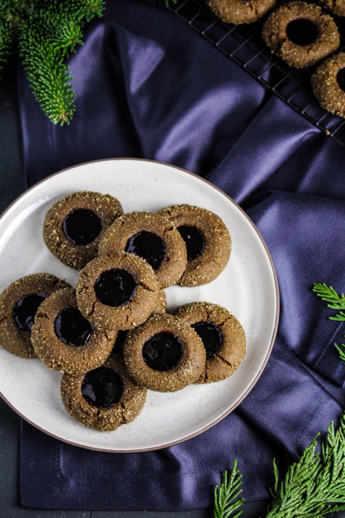 Gingerbread Thumbprints with Cherry Jam {Katie at the Kitchen Door}