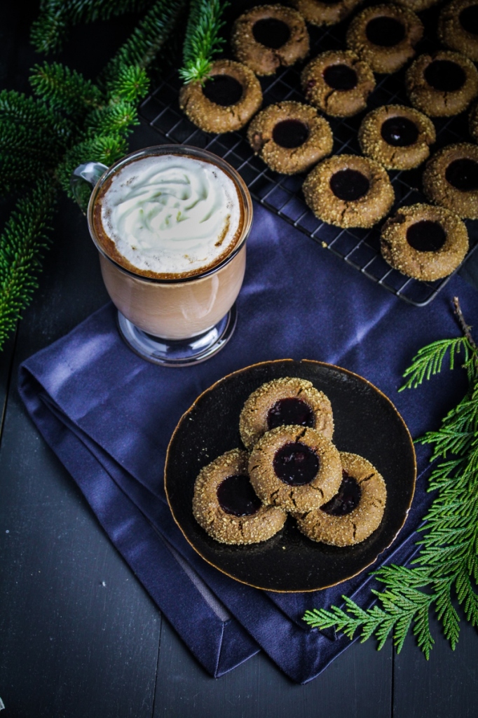 Gingerbread Thumbprints with Cherry Jam {Katie at the Kitchen Door}