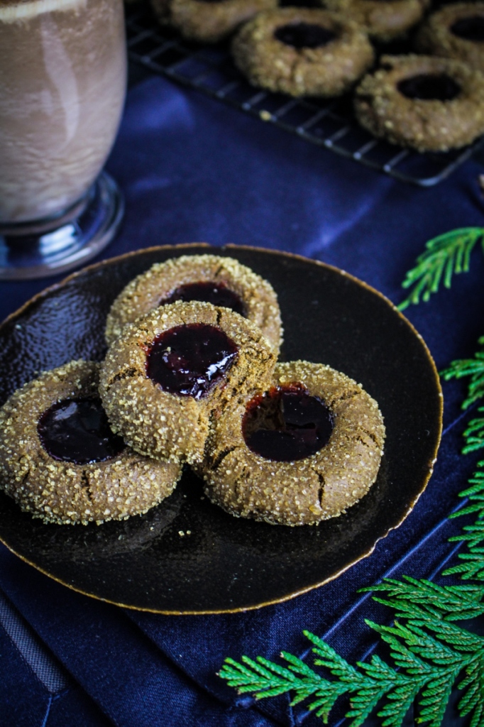 Gingerbread Thumbprints with Cherry Jam {Katie at the Kitchen Door}