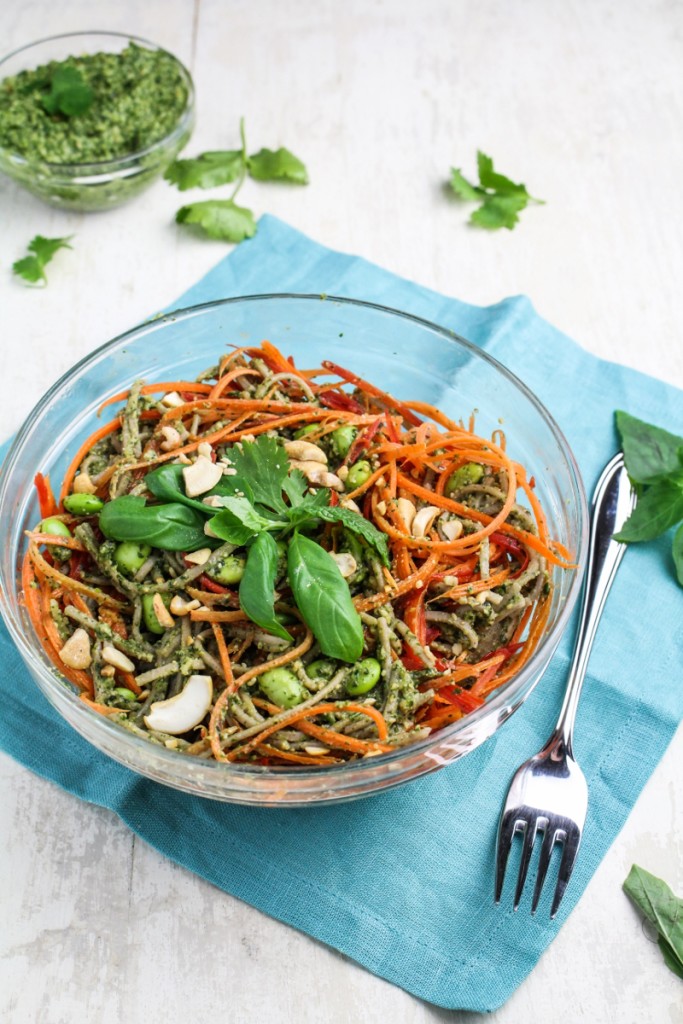 Soba Noodle Salad with Asian Pesto {Katie at the Kitchen Door}