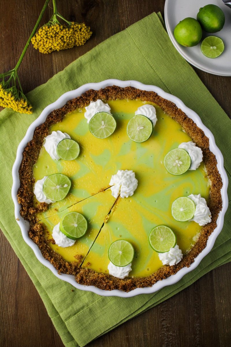 Key Lime and Meyer Lemon Swirl Pie {Katie at the Kitchen Door}