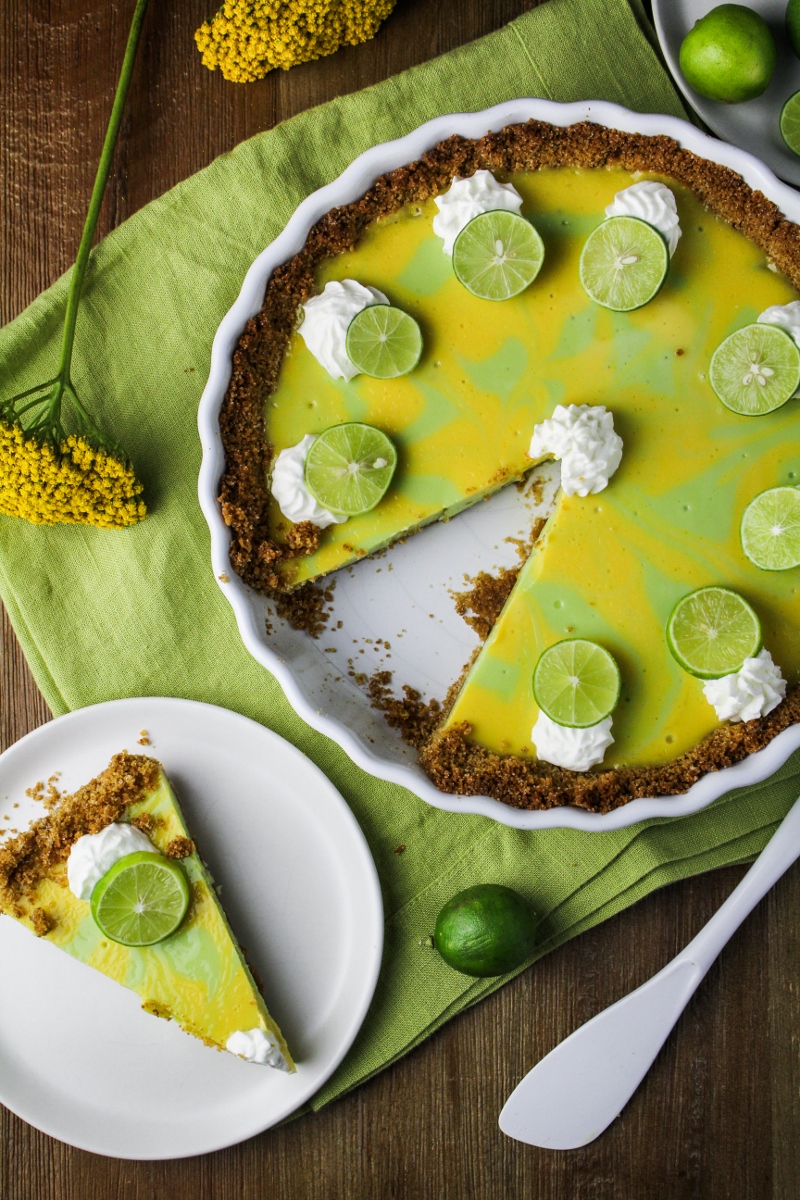 Key Lime and Meyer Lemon Swirl Pie {Katie at the Kitchen Door}