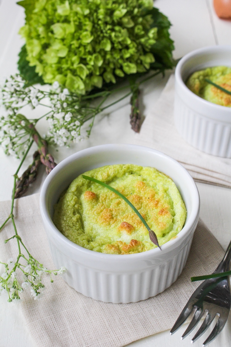Asparagus, Leek, and Goat Cheese Souffles {Katie at the Kitchen Door}