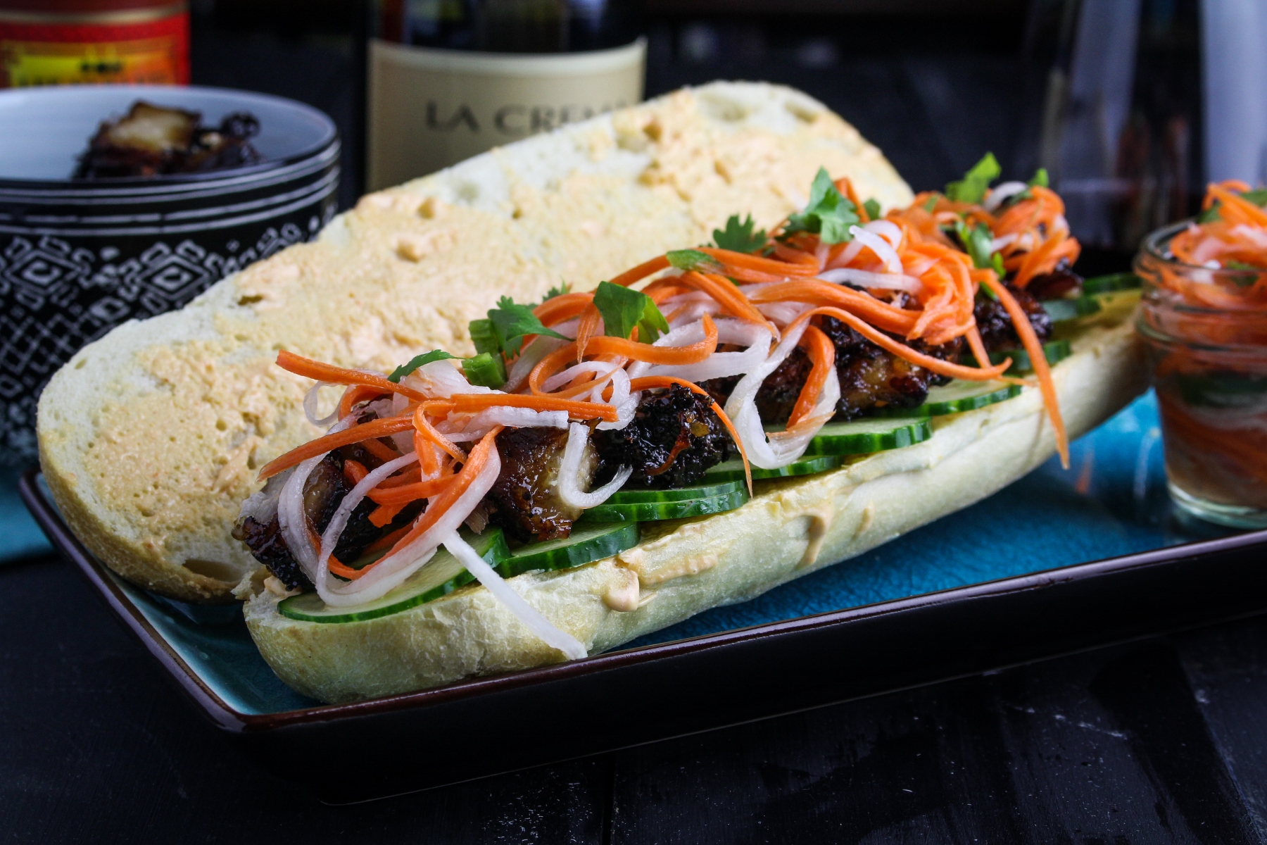 La Crema Pork and Pinot #3: Pork Belly Banh Mi Sandwiches