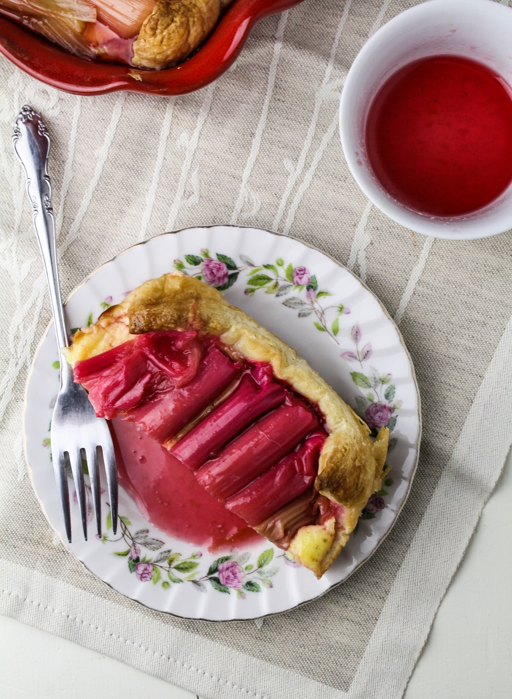 Rosé-Poached Rhubarb Cheesecake Tart {Katie at the Kitchen Door}