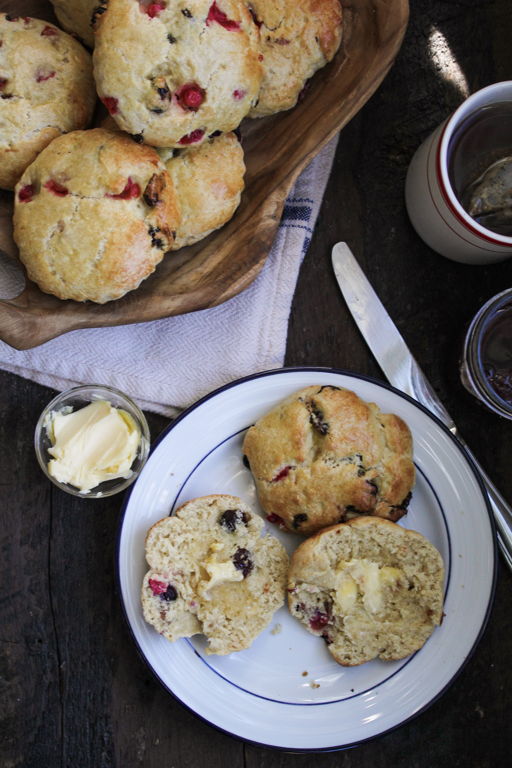 Olive Oil Scones with Red Currants and Sour Cherries {Katie at the