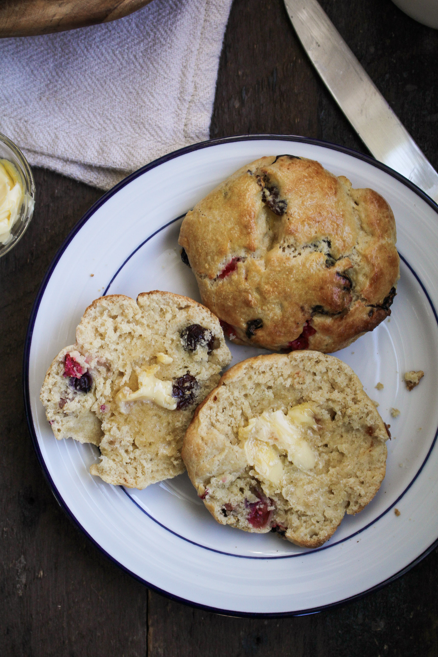 Olive Oil Scones with Red Currants and Sour Cherries {Katie at the Kitchen Door}