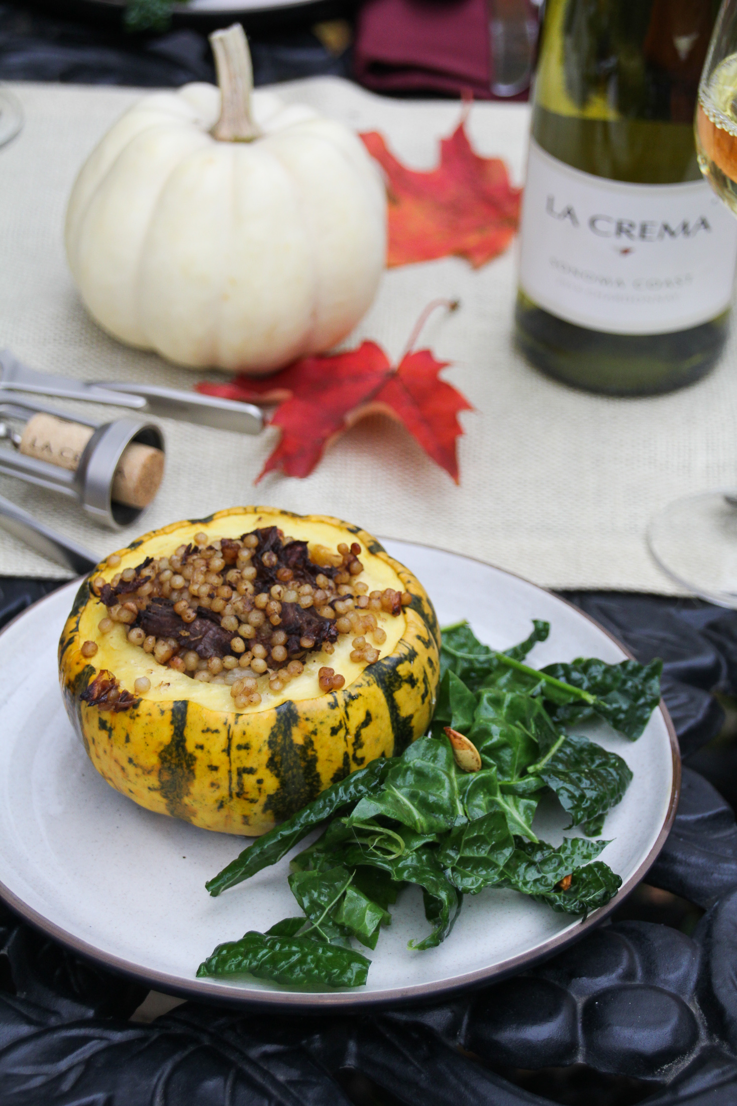 Harvest Pumpkin Dinner - Mini-Stuffed Pumpkins with Middle-Eastern Beef and Couscous {Katie at the Kitchen Door}