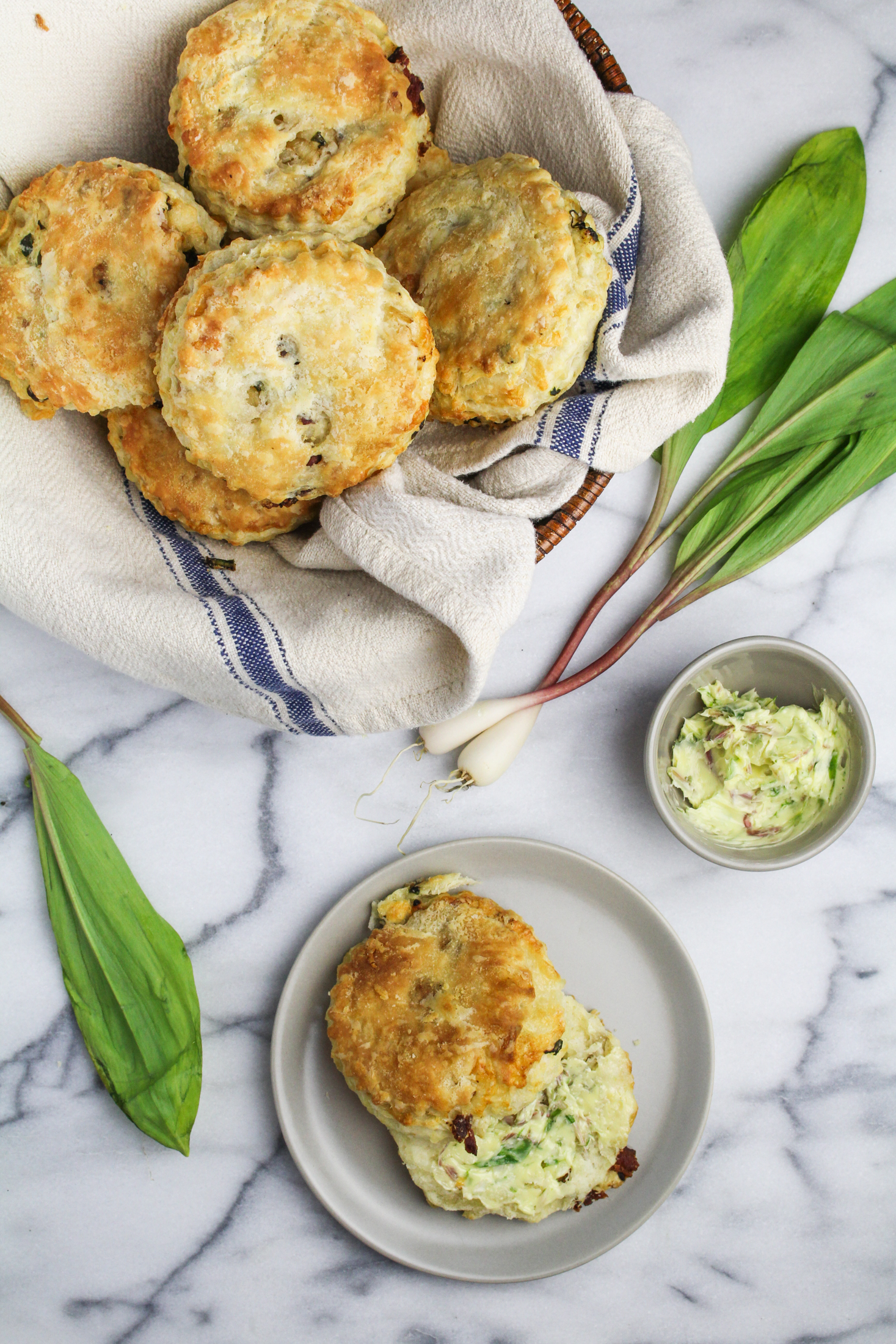 Ramp, Cheddar, and Bacon Buttermilk Biscuits {Katie at the Kitchen Door}