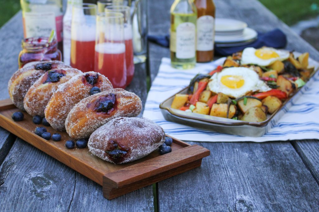 Stonewall Kitchen Maine Brunch: Blueberry Jam Doughnuts, Smoky Potato Hash, Sea Breeze Mimosas {Katie at the Kitchen Door} #ad