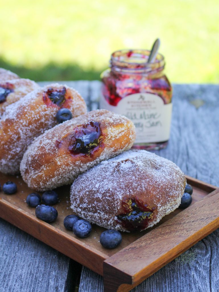 Wild Maine Blueberry Jam Doughnuts {Katie at the Kitchen Door} #ad