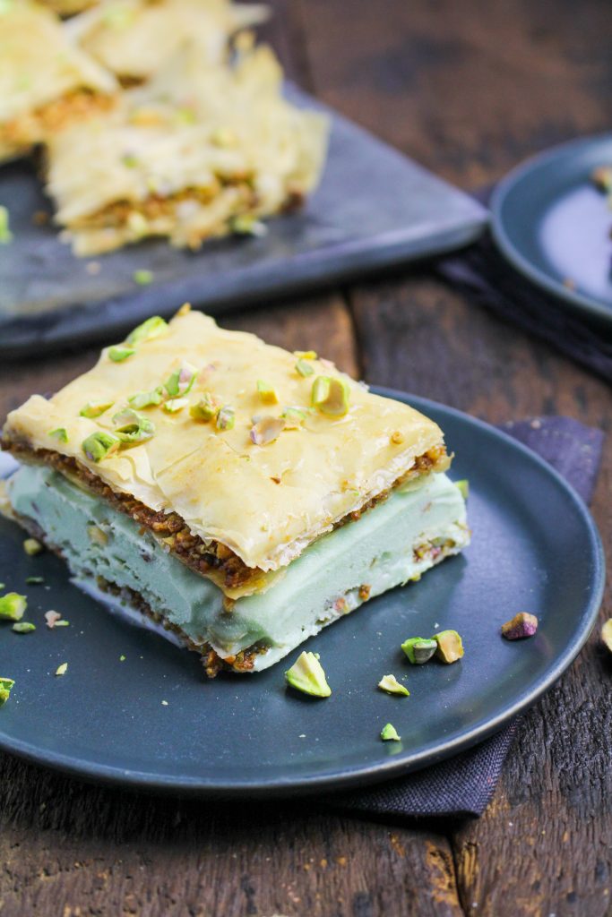 Baklava Ice Cream Sandwiches with Pistachio Gelato {Katie at the Kitchen Door}