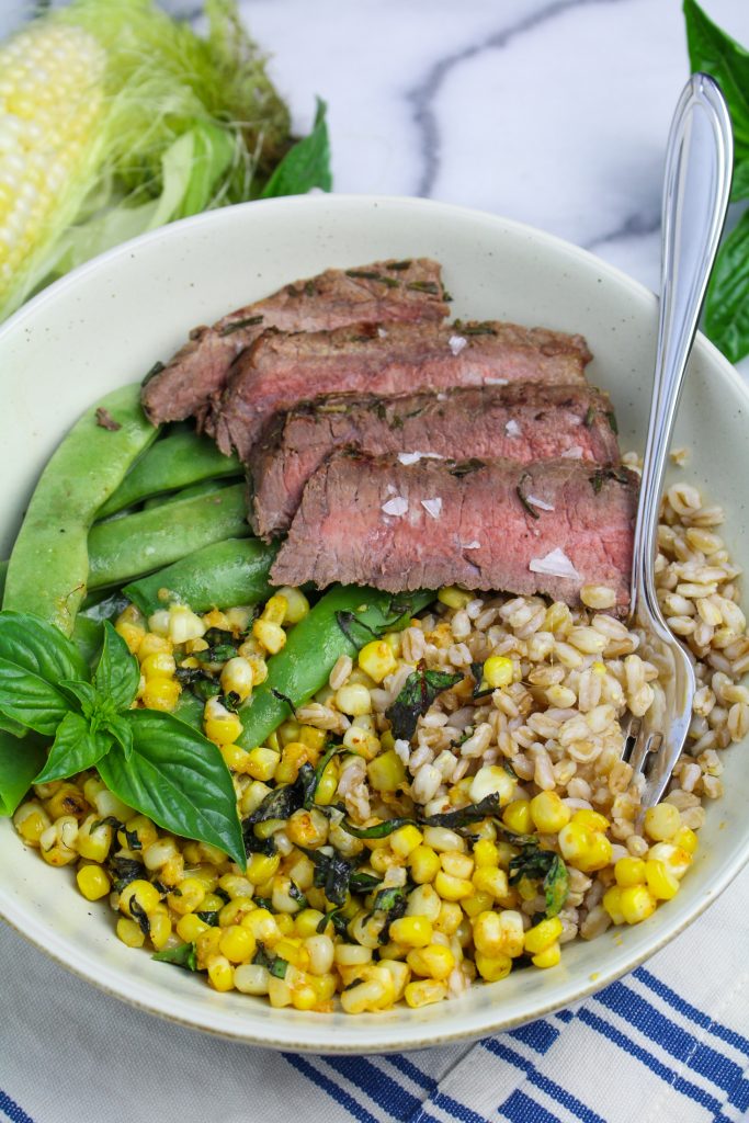 Steak and Elote Corn Bowl {Katie at the Kitchen Door]