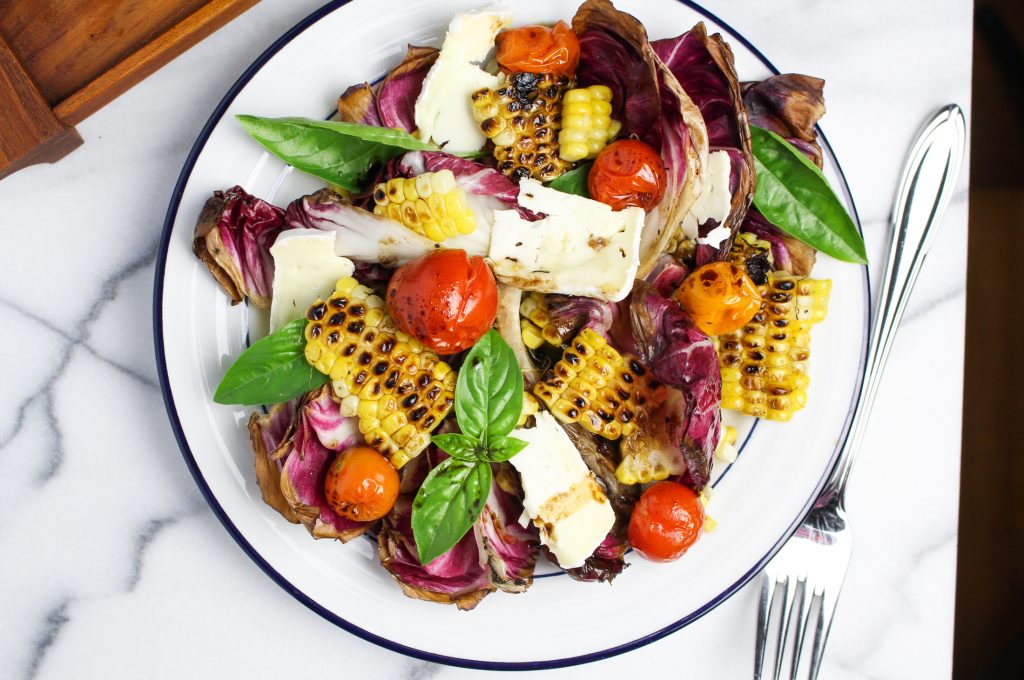 Grilled Corn, Radicchio, and Roasted Tomato Salad