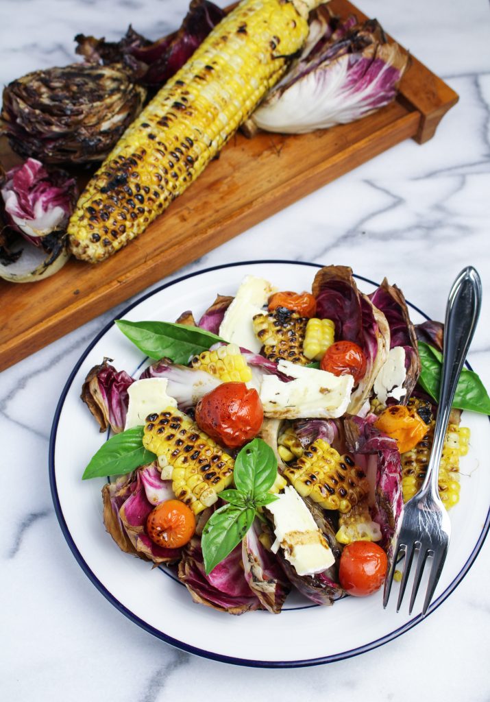 Grilled Corn, Radicchio, and Roasted Tomato Salad